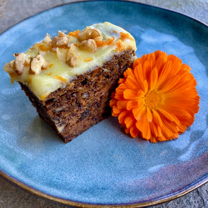 Gluten Free Carrot Cake with Walnut and Orange Icing