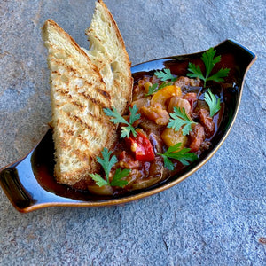 Caponata Sicilian Style Sweet n Sour Sauce with Roasted Eggplant