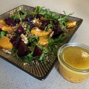 Beet & Orange Quinoa salad with Walnut Orange & ginger dressing